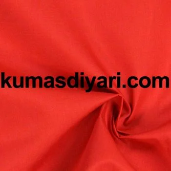 Canlı kırmızı renkli pamuklu poplin kumaş örneği