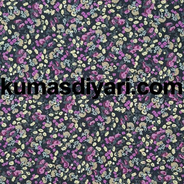 Siyah küçük çiçek desenli kumaş 3