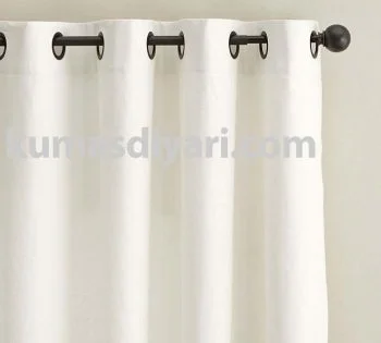 Kuşgözü halkalı beyaz fon perde