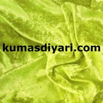 Limon yeşili janjan kadife kumaşın canlı ve ışıltılı yüzey dokusu