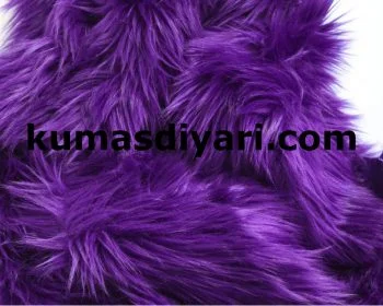 Canlı mor renkte peluş shaggy kumaş