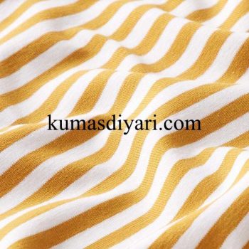 sarı beyaz kalın çizgili viskon kumaş kumasdiyari.com görseli